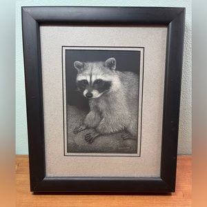 Gorgeous Scratchboard Raccoon art